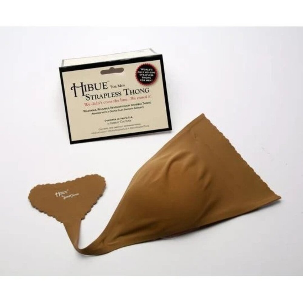 Hibue Strapless Invisible‎ Thong for Men Mocha Brown Size L/XL Reusable